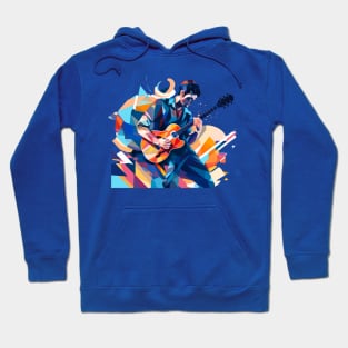 Blues Serenade - Guitarist in Vibrant Hues Hoodie